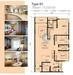 Floor plan: 3-bedroom 2-bathroom unit; features: open-plan kitchen-dining-living, master bedroom with ensuite bathroom, balcony off living room, utility room, laundry area, central foyer, 2 car porch, 1,200 sqft built-up.