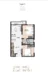 Floor plan: 2-bedroom 1-bathroom unit; features: open-plan kitchen-dining-living, master bedroom with ensuite bathroom, bedroom 2 with shared bathroom, balcony off living room, utility room, central foyer.