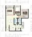 Floor plan: 3-bedroom 2-bathroom unit; features: open-plan kitchen-dining-living, master bedroom with ensuite bathroom, bedroom 2 with shared bathroom, utility room, balcony off living room, central foyer, 1 car porch, laundry area.
