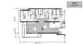 Floor plan: 2-bedroom 2-bathroom unit; features: open-plan kitchen-dining-living, master bedroom with ensuite bathroom, bedroom 2 with shared bathroom, utility room, balcony off living room, central foyer, 1 car porch, 1,200 sqft built-up.