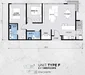 Floor plan: 2-bedroom 2-bathroom unit; features: open-plan kitchen-dining-living, master bedroom with ensuite bathroom, bedroom 2 with shared bathroom, utility room, balcony off living room, central foyer, 1 car porch, 1,200 sqft built-up.