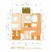 Floor plan: 2-bedroom 1-bathroom unit; features: open-plan kitchen-dining-living, master bedroom with ensuite bathroom, balcony off living room, utility room, central foyer, 1 car porch.