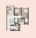 Floor plan: 2-bedroom 1-bathroom unit; features: open-plan kitchen-dining-living, master bedroom with ensuite bathroom, all bedrooms with windows, balcony off living room, utility room, central foyer.