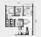 Floor plan: 2-bedroom 1-bathroom unit; features: open-plan kitchen-dining-living, master bedroom with ensuite bathroom, bedroom 2 with shared bathroom, balcony off living room, utility room, laundry area, central foyer.