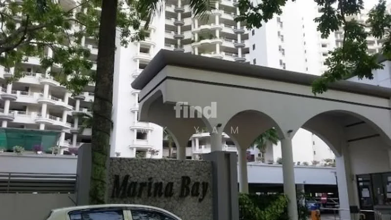 Exterior type: high-rise condominium; features: white painted facade, arched entrance, stone cladding at entrance, multiple balconies, landscaped greenery, parking area visible, surrounded by trees; style: modern.