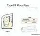 Floor plan: 1-bedroom 1-bathroom unit; features: open-plan kitchen-dining-living, master bedroom with ensuite bathroom, balcony off living room, utility room, central foyer.