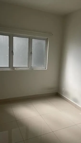 Room features: white painted walls, glazed windows, tile flooring, natural light from window.