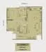 Floor plan: 2-bedroom 1-bathroom unit; features: open-plan kitchen-dining-living, master bedroom with ensuite bathroom, bedroom 2 with shared bathroom, balcony off living room, utility room, central foyer, 1 car porch.