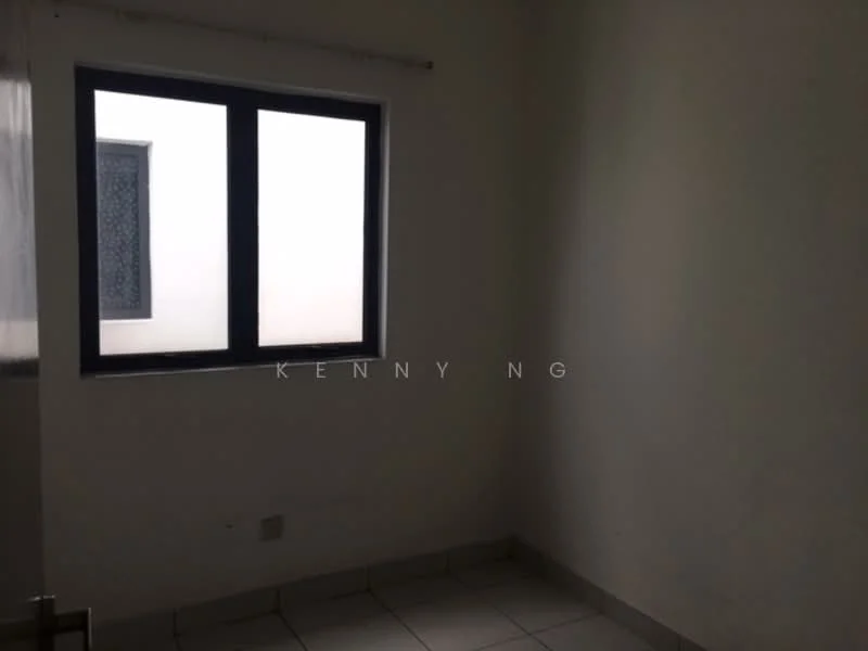 Room features: white painted walls, tile flooring, single window, neutral color scheme.