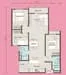 Floor plan: 3-bedroom 2-bathroom unit; features: open-plan kitchen-dining-living, master bedroom with ensuite bathroom, bedroom 2 with shared bathroom, utility room, balcony off living room, central foyer, 1 car porch, laundry area.