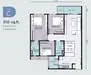 Floor plan: 2-bedroom 2-bathroom unit; features: open-plan kitchen-dining-living, master bedroom with ensuite bathroom, bedroom 2 with shared bathroom, utility room, balcony off living room, central foyer.
