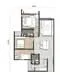 Floor plan: 2-bedroom 2-bathroom unit; features: open-plan kitchen-dining-living, master bedroom with ensuite bathroom, bedroom 2 with shared bathroom, balcony off living room, utility room, laundry area, central foyer, 1 car porch.