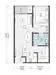 Floor plan: 2-bedroom 1-bathroom unit; features: open-plan kitchen-dining-living, master bedroom with ensuite bathroom, bedroom 2 with shared bathroom, utility room, balcony off living room, central foyer, 1 car porch.