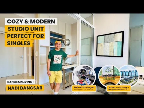 Room features: white painted walls, laminate flooring, floor-to-ceiling windows, sliding glass door, decorative artwork, ceiling light fixture, open shelving, study desk, chair, potted plant; style: modern; view: city.