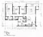 Floor plan: 3-bedroom 2-bathroom unit; features: open-plan kitchen-dining-living, master bedroom with ensuite bathroom, bedroom 2 with shared bathroom, utility room, central foyer, balcony off living room, private yard, 2 car porch.
