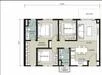Floor plan: 3-bedroom 2-bathroom unit; features: open-plan kitchen-dining-living, master bedroom with ensuite bathroom, bedroom 2 with shared bathroom, utility room, balcony off living room, central foyer, 1 car porch.