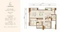 Floor plan: 3-bedroom 2-bathroom unit; features: open-plan kitchen-dining-living, master bedroom with ensuite bathroom, bedroom 2 with shared bathroom, utility room, balcony off living room, central foyer, 1 car porch.