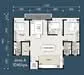 Floor plan: 3-bedroom 2-bathroom unit; features: open-plan kitchen-dining-living, master bedroom with ensuite bathroom, bedroom 2 with shared bathroom, utility room, balcony off living room, central foyer, 1 car porch, 1,250 sqft built-up.