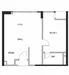 Floor plan: 1-bedroom 1-bathroom unit; features: open-plan kitchen-living, master bedroom with ensuite bathroom, utility room, central foyer.