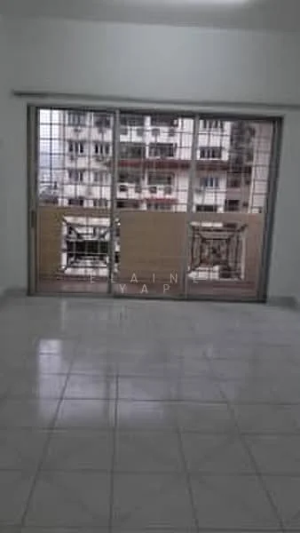 Room features: white painted walls, tiled flooring, sliding glass door, balcony view, window grills, natural light from windows; view: city.
