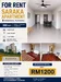 Room features: white painted walls, laminate flooring, ceiling fan, window with sheer curtains, door leading to outdoor area, light fixture, decorative wall art, open layout; style: modern.