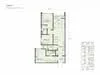 Floor plan: 2-bedroom 2-bathroom unit; features: open-plan kitchen-dining-living, master bedroom with ensuite bathroom, bedroom 2 with shared bathroom, balcony off living room, utility room, laundry area, central foyer, 1 car porch.