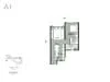 Floor plan: 2-bedroom 2-bathroom unit; features: open-plan kitchen-dining-living, master bedroom with ensuite bathroom, balcony off living room, utility room, central foyer, 2 car porch, 1,200 sqft built-up.