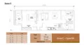 Floor plan: 2-bedroom 2-bathroom unit; features: open-plan kitchen-dining-living, master bedroom with ensuite bathroom, bedroom 2 with shared bathroom, balcony off living room, utility room, laundry area, central foyer, 1 car porch.