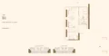 Floor plan: 2-bedroom 1-bathroom unit; features: open-plan kitchen-dining-living, master bedroom with ensuite bathroom, all bedrooms with windows, balcony off living room, utility room, central foyer.