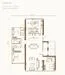 Floor plan: 3-bedroom 2-bathroom unit; features: open-plan kitchen-dining-living, master bedroom with ensuite bathroom, bedroom 2 with shared bathroom, utility room, balcony off living room, central foyer, 1 car porch, laundry area.