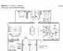 Floor plan: 3-bedroom 2-bathroom unit; features: open-plan kitchen-dining-living, master bedroom with ensuite bathroom, bedroom 2 with shared bathroom, utility room, balcony off living room, central foyer, 2 car porch, 1,250 sqft built-up.