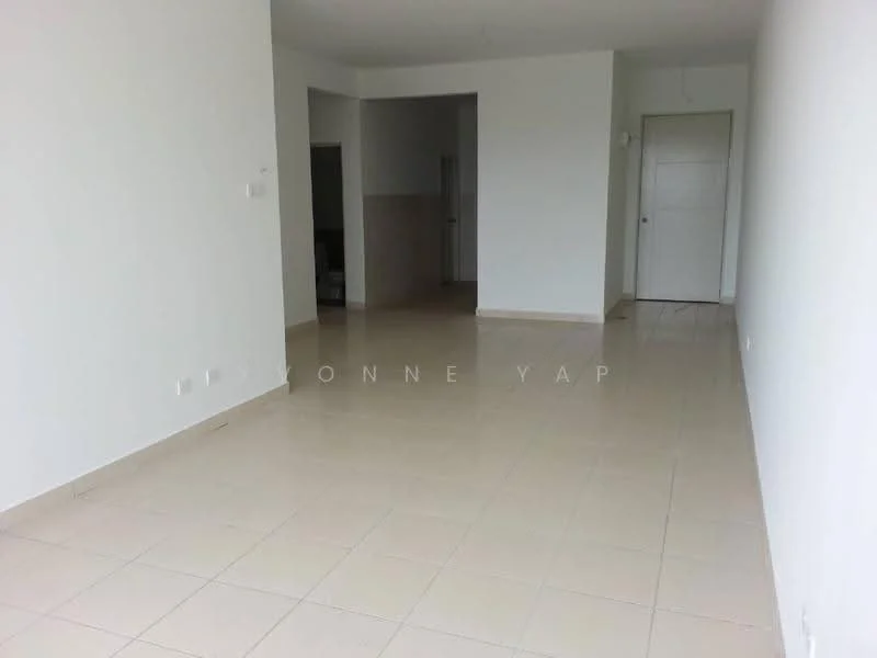 Room features: white painted walls, cream tiled flooring, no visible furniture, large open space, natural light from windows, neutral color palette, minimalist design, smooth ceiling; style: modern.
