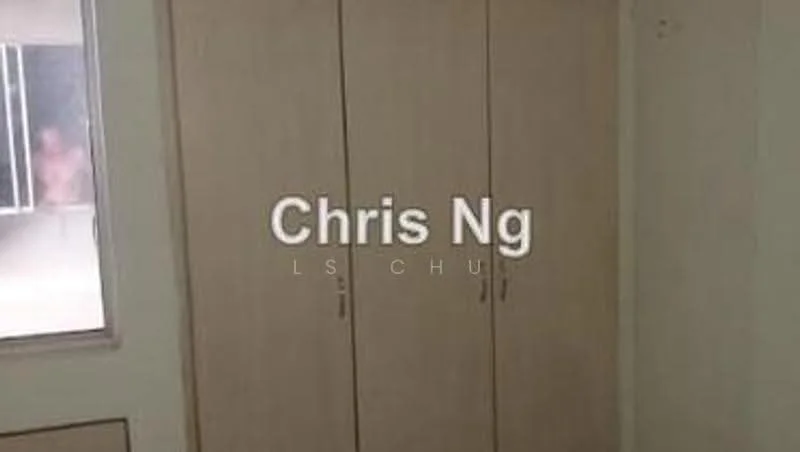Room features: built-in wardrobe with sliding doors, light-colored wood finish, window with natural light, neutral wall color.