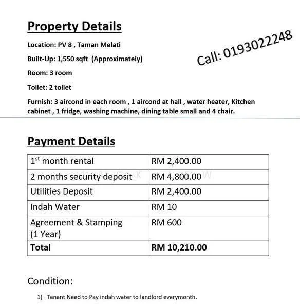 Platinum Hill PV 8, Setapak — view 2 of 5 in Platinum Hill PV 8 — for Rent