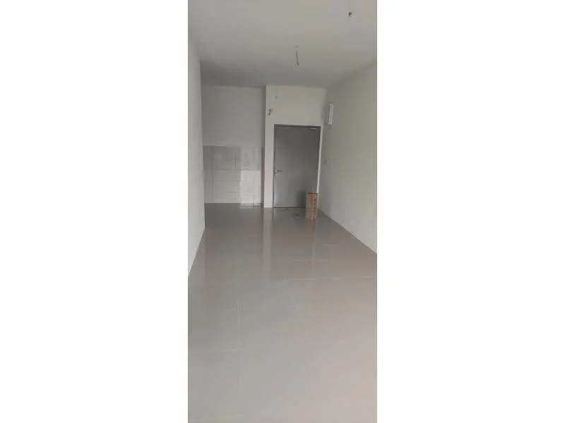 Room features: white painted walls, glossy ceramic tile flooring, single door, air conditioning unit, empty space.