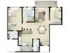 Floor plan: 2-bedroom 2-bathroom unit; features: open-plan kitchen-dining-living, master bedroom with ensuite bathroom, bedroom 2 with shared bathroom, utility room, balcony off living room, central foyer, 1 car porch, 1,200 sqft built-up.