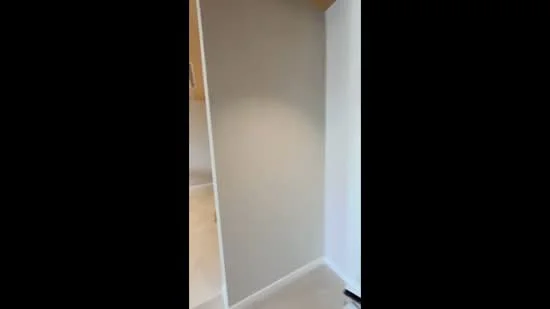 Room features: light grey painted walls, white baseboards, neutral flooring, corner wall, built-in cabinetry, natural light from adjacent area; style: modern.