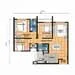 Floor plan: 2-bedroom 1-bathroom unit; features: open-plan kitchen-dining-living, master bedroom with ensuite bathroom, all bedrooms with windows, utility room, balcony off living room, central foyer.