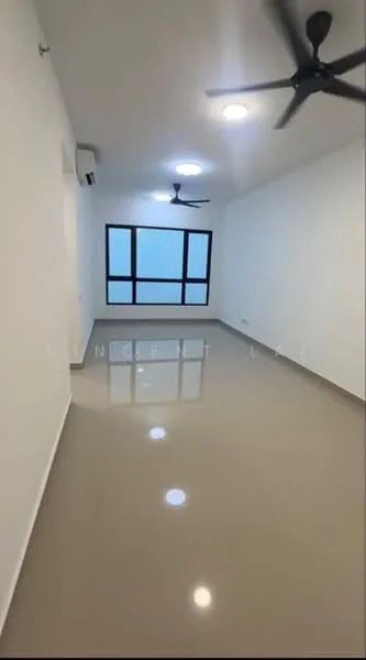 Room features: white painted walls, polished concrete flooring, 2 ceiling fans, floor-to-ceiling windows, recessed downlights; style: modern.