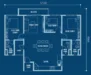 Floor plan: 3-bedroom 2-bathroom unit; features: open-plan kitchen-dining-living, master bedroom with ensuite bathroom, bedroom 2 with shared bathroom, utility room, central foyer, balcony off living room, 2 car porch, 1,500 sqft built-up.