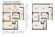 Floor plan: 3-bedroom 2-bathroom unit; features: open-plan kitchen-dining-living, master bedroom with ensuite bathroom, bedroom 2 with shared bathroom, utility room, balcony off living room, central foyer, 2 car porch, 1,250 sqft built-up.