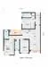 Floor plan: 2-bedroom 1-bathroom unit; features: open-plan kitchen-dining-living, master bedroom with ensuite bathroom, bedroom 2 with shared bathroom, balcony off living room, utility room, laundry area, central foyer.
