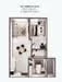 Floor plan: 2-bedroom 1-bathroom unit; features: open-plan kitchen-dining-living, master bedroom with ensuite bathroom, bedroom 2 with shared bathroom, utility room, balcony off living room, central foyer, 1 car porch.