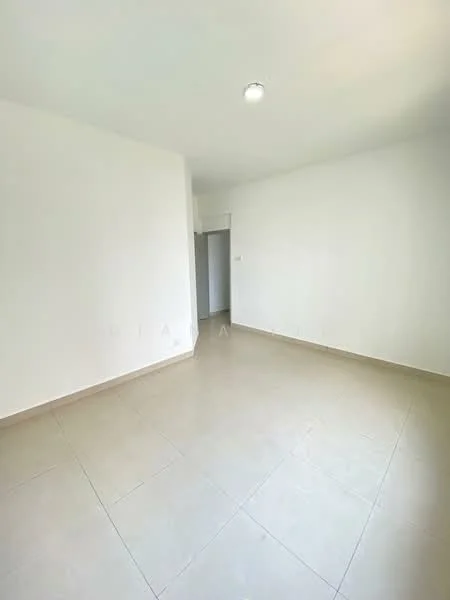 Room features: white painted walls, tile flooring, ceiling light fixture.