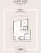 Floor plan: 1-bedroom 1-bathroom unit; features: open-plan kitchen-dining-living, master bedroom with ensuite bathroom, balcony off living room, utility room, central foyer.