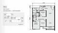 Floor plan: 2-bedroom 2-bathroom unit; features: open-plan kitchen-dining-living, master bedroom with ensuite bathroom, bedroom 2 with shared bathroom, utility room, balcony off living room, central foyer, 1 car porch.