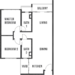 Floor plan: 2-bedroom 1-bathroom unit; features: open-plan kitchen-dining-living, master bedroom with ensuite bathroom, balcony off living room, utility room, central foyer, 1 car porch, all bedrooms with windows, laundry area.