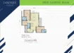 Floor plan: 3-bedroom 2-bathroom unit; features: open-plan kitchen-dining-living, master bedroom with ensuite bathroom, balcony off living room, utility room, laundry area, central foyer, 2 car porch, 1,250 sqft built-up.