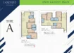 Floor plan: 3-bedroom 2-bathroom unit; features: open-plan kitchen-dining-living, master bedroom with ensuite bathroom, bedroom 2 with shared bathroom, utility room, balcony off living room, private terrace, central foyer, 1 car porch.
