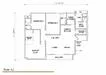 Floor plan: 3-bedroom 2-bathroom unit; features: open-plan kitchen-dining-living, master bedroom with ensuite bathroom, bedroom 2 with shared bathroom, utility room, laundry area, balcony off living room, central foyer, 2 car porch.